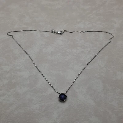 Collar de cadena colgante orquídea negra David Yurman Chatelaine de plata de ley de 8 mm Foto 1 de 4