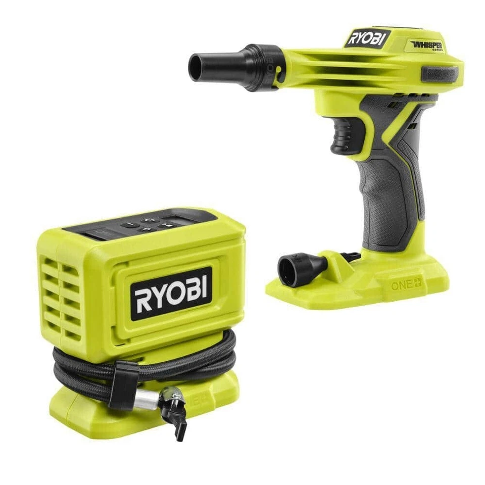 Inflador de alta presión inalámbrico RYOBI 18V con inflador de alto volumen inalámbrico de 18V Foto 1 de 4