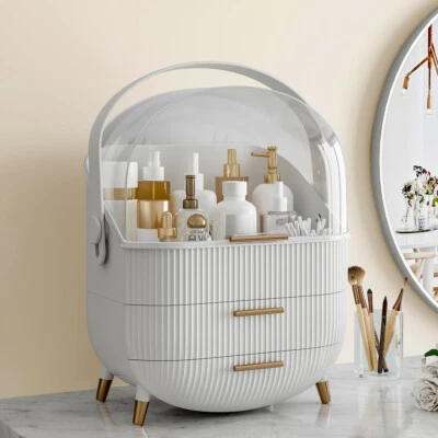 LARGE MAKEUP COSMETIC ORGANISER DRESSING TABLE MAKE UP HOLDER TIDY STORAGE BOX