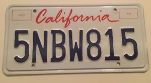 CALIFORNIA LIPSTICK WHITE LICENSE PLATE TAG 1990's VERY NICE - Picture 1 of 6
