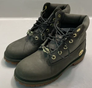Timberland Boots 6 inch Premium Dark Grey Nubuck Youth Junior Boys Size 4.5 - Picture 1 of 11