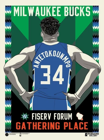 Phenom Gallery Milwaukee Bucks City Edition 18" x 24" Serigraph Cover