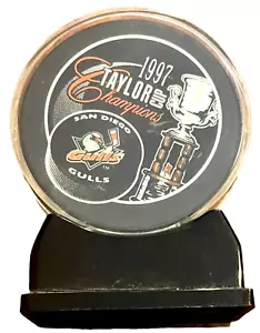 1997 Taylor Cup Champions San Diego Gulls Hockey Puck - West Coast Hockey League - Picture 1 of 4