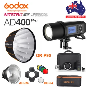 Godox AD400Pro TTL Outdoor Studio Flash with Reflector,QR-90 Softbox,BD-04 Set - Picture 1 of 18