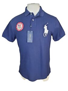 Men's Ralph Lauren Polo Olympic Big Pony Blue Polo Shirt Sz L NWT