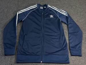 Adidas Youth Boys Size 15-16Y XL Track Jacket Full Zip Blue with White Stripes - Picture 1 of 9