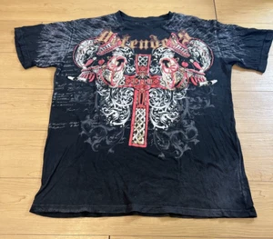 Camisa Xzavier AXR Para Hombre Talla XL Negra Esqueletos Cruz Roja Doble Cara Gráfica - Imagen 1 de 10