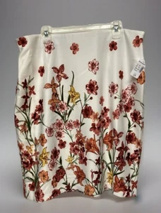 ROZ & ALI Skirt White Floral Straight Knit Plus size 2X NWT - Picture 1 of 6