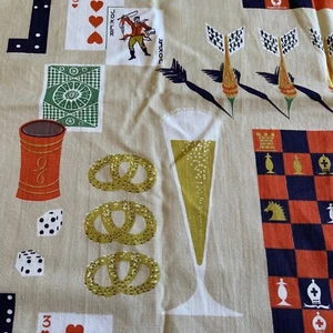 De Colección Tela Mediados de Siglo Roommaker Algodón Sarga Novedad Juegos Hombre Cueva Decoración Años 60 - Imagen 1 de 10