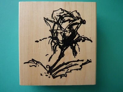 Sketched Single Tulip Blossom, Large ART IMPRESSIONS Rubber Stamp - Image 1 of 2