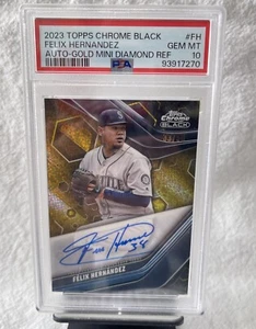 2023 Topps Chrome Black Felix Hernandez Auto Gold Mini Diamond Refractor - Picture 1 of 8