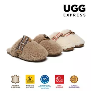 AUSTRALIAN SHEPHERD® UGG Slippers Women Genuine Sheepskin Wool Bow Fluffy Cecil - Picture 1 of 18