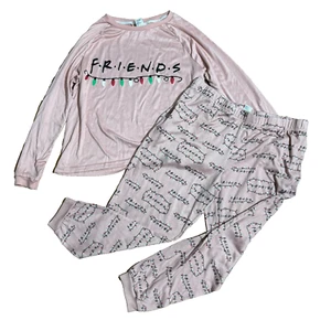 Pyjama-Set "Friends" rosa Hose Shirt Weihnachten 2-teilig Nacht Lounge Oberteil LG 12-14 - Bild 1 von 18