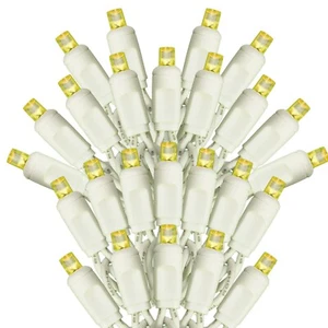 UL Listed LED Yellow White Wire Christmas String Lights Steady 5MM Mini 50L Set - Picture 1 of 6