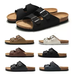 Herren Pantoletten Damen Gemütliche Hauslatschen Korksohle Hausschlappen Schuhe - Bild 1 von 17