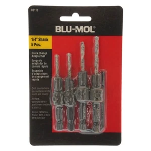 Blue-Mol 00115 #6, #8, #10 & #12 Countersink and Hex Wrench Set, 1/4" Shank - Picture 1 of 11
