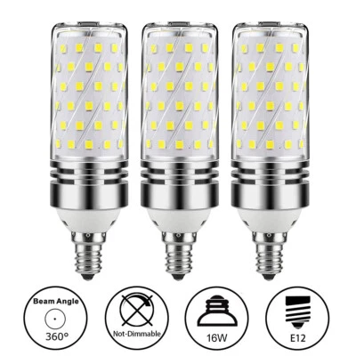 16W E12 LED Corn Bulb Light 6000K Candelabra Ceiling Fan Lamp Daylight White - Image 1 of 4