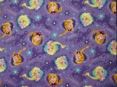 FROZEN SISTERS ICE SKATING PURPLE ORIGINAL FABRIC OOP FQ - Image 1 of 4