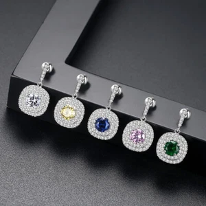 Women's High-grade Inlaid 3A Zircon Earrings Gold Plated Fashion Banquet Jewelry - Picture 1 of 13