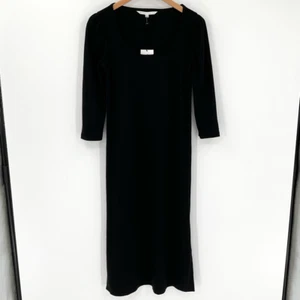 The Nines By Hatch 3/4 Sleeve Ribbed Midi Maternity Dress Women Small Black NWT - Picture 1 of 8