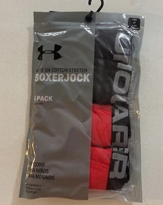 Under Armour Boys Youth Small 4 Pack Cotton Boxerjock Black & Red NIP - Picture 1 of 3