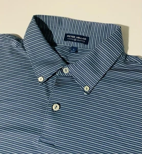 Polo Peter Millar Crown Artigianale Duetto Performance Uomo Grande Righe Blu - Foto 1 di 7