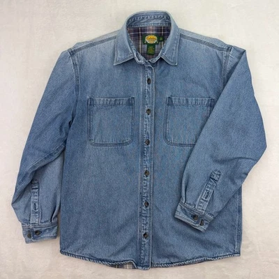 Vintage CABELAS for Women Denim Barn Chore Work Jacket Sz M Flannel Lined - Image 1 of 4