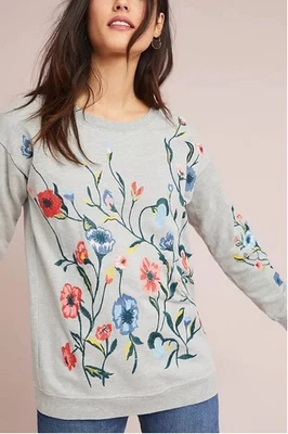 Suéter Pullover Sundry Anthropologie Floral Bordado Cuello Redondo Talla 1 Pequeño Foto 1 de 4