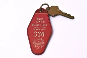 Vintage Centre Denver Motor Lodge Colorado Room Key #330 - Picture 1 of 7