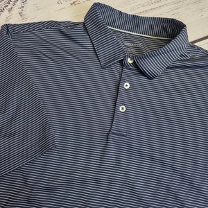 Johnnie-O Polo Shirt Mens 2XL Blue White Striped Performance Golf Polyester XXL - Picture 1 of 11