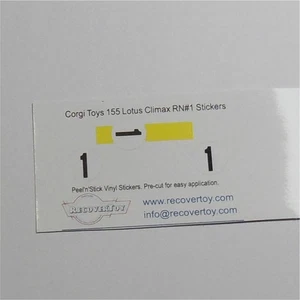Corgi Toys  155 Lotus Climax Racing Car Stripe with RN#1 Sticker Set - Picture 1 of 3