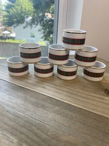 Vintage George Briard Napkin Rings Lot Of 8 The Hunt Christmas Original Box - Picture 1 of 13