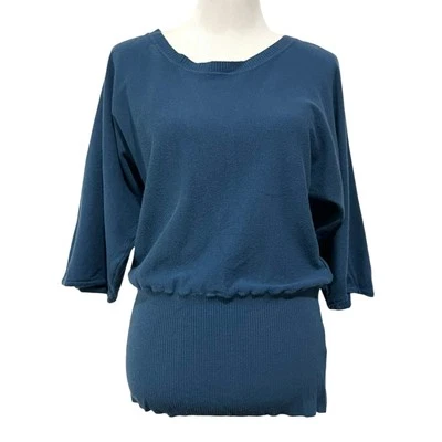 Linea Donna Women’s Sweater Blue Blouson Soft Viscose Blend Pullover Size Large  - Image 1 of 4