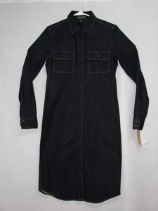 Neu Polo Ralph Lauren Hemdblusenkleid Gr. 4 Dark Denim Knopfleiste Langarm Fehler - Bild 1 von 8