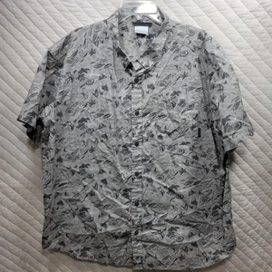 Camicia uomo Columbia con bottoni manica corta spiaggia grigio hawaiano XXL 2XL - Foto 1 di 8