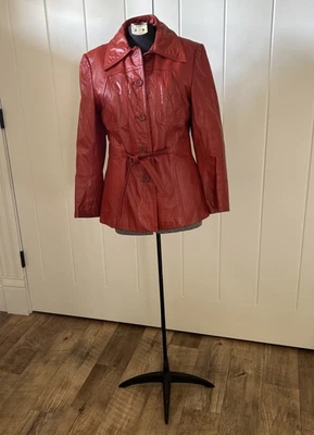 Винтажная женская кожаная куртка 1970-е Burnt Orange/Rust с воротником-кинжалом - Изображение 1 из 4