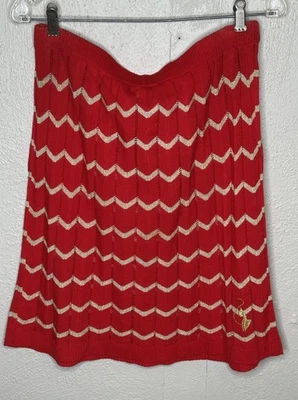 Vintage Y2K Baby Phat Red Skirt Gold Graphic Logo Gold Threaded Loose Knit - Image 1 of 4