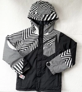 VOLCUM Youth Boys Snowboarding Jacket LARGE Black White Geometric 10,000mm - Picture 1 of 9
