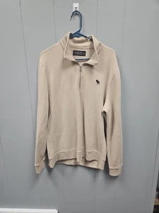 Abercrombie Fitch hellbraun Viertel 1/4 Reißverschluss Pullover Sweatshirt Größe Large  - Bild 1 von 6