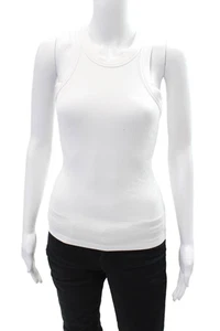 Saint Art Womens Ribbed Knit Halter Neck Sleeveless Tank Top Solid White Size XS - Picture 1 of 6