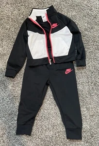 Nike Toddler sweat suit size 24 Month Color Black/pink Zip Up - Picture 1 of 2
