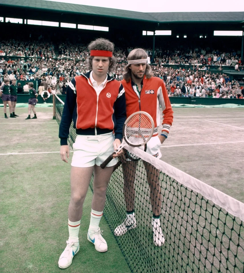 Impresión de tenis fotográfica brillante 8x10 de John McEnroe & Bjorn Borg Foto 1 de 1
