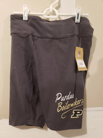 NWT Womens Athletic Shorts Purdue Boilermakers Sz M Black Rivalry Thread Spandex Cover