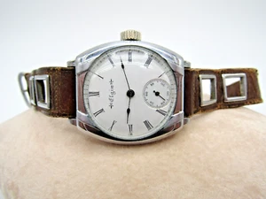 Vintage Elgin Trench Watch Grade 222 0S 7 Jewels Porcelain Roman Numeral Dial - Picture 1 of 18