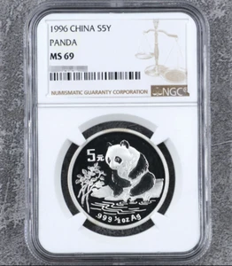 NGC MS 69 1996 CHINA S5Y PANDA 1/2oz China Silver Commemorative Coin - Picture 1 of 2