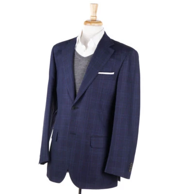 NUEVO CON ETIQUETAS $950 LUIGI BIANCHI Abrigo Deportivo Algodón Extrafino Azul Oscuro Cuadros Clásico 40 R Foto 1 de 4