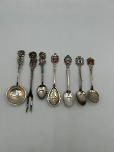 German Collectible Souvenir Spoon Silver Plated 3-1/2 - 4-1/2 Lot Of 7 - Imagen 1 de 11