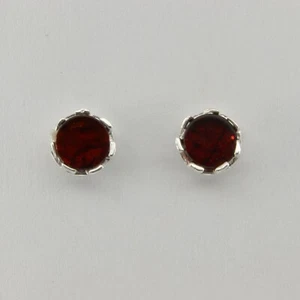 BALTIC BERNSTEIN Runde/Kreis Pfosten Ohrringe 925 STERLINGSILBER #3612