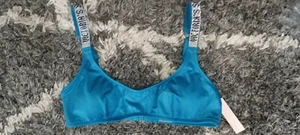 Top de baño VS estrás logotipo correa brillante cucharada NUEVO turquesa medio  - Imagen 1 de 2