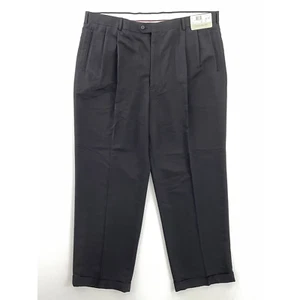 Louis Raphael Mens Dress Pants Black Comfort Pleated Cuffed 42x30.5 New - Picture 1 of 7